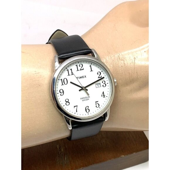 Timex Men's Watch TW2P75600 Quartz Indiglo White Dial Black Leather Band 38mm - Picture 11 of 14